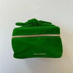 Tata Harper Green Velet Makeup Bag